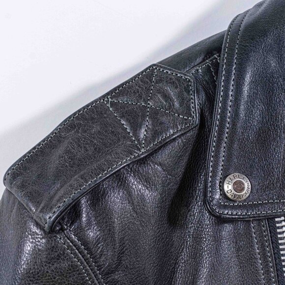 Harley Davidson Motorcycles D Pocket Leather Biker Motorcycle Jacket Large Retro - Picture 4 of 16
